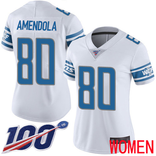 Detroit Lions Limited White Women Danny Amendola Road Jersey NFL Football #80 100th Season Vapor Untouchable